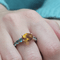 Bague 52 Bague - Citrine et topazes en or rose 18 carats 58 Facettes S338