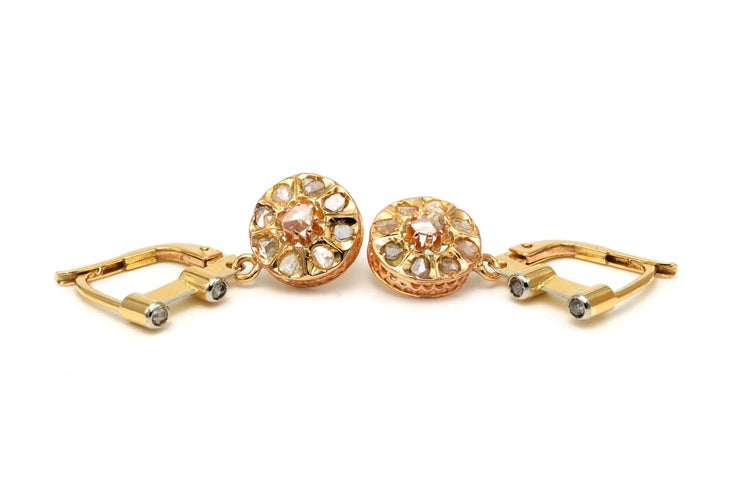 Boucles d'oreilles Art Déco - Boucles d’oreilles en or jaune et diamants 58 Facettes B823