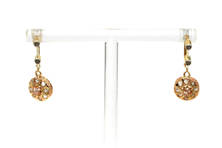Boucles d'oreilles Art Déco - Boucles d’oreilles en or jaune et diamants 58 Facettes B823
