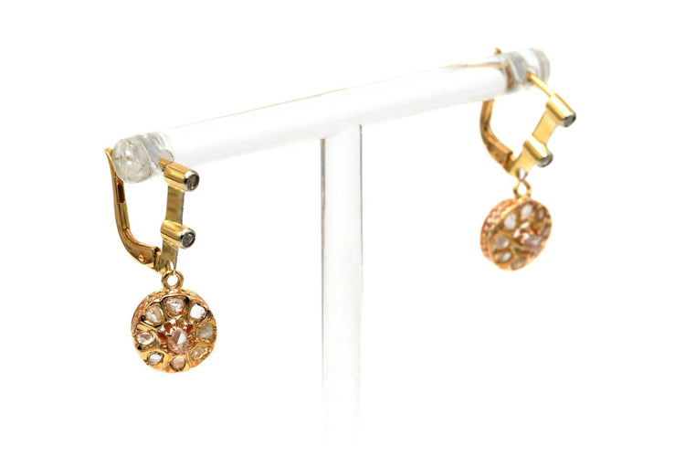 Boucles d'oreilles Art Déco - Boucles d’oreilles en or jaune et diamants 58 Facettes B823