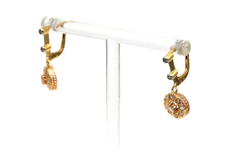 Boucles d'oreilles Art Déco - Boucles d’oreilles en or jaune et diamants 58 Facettes B823