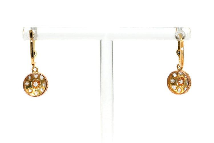 Boucles d'oreilles Art Déco - Boucles d’oreilles en or jaune et diamants 58 Facettes B823