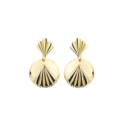 Boucles d'oreilles Boucles d’oreilles pendantes en or jaune 18 ct à motif bouclier 58 Facettes 40336