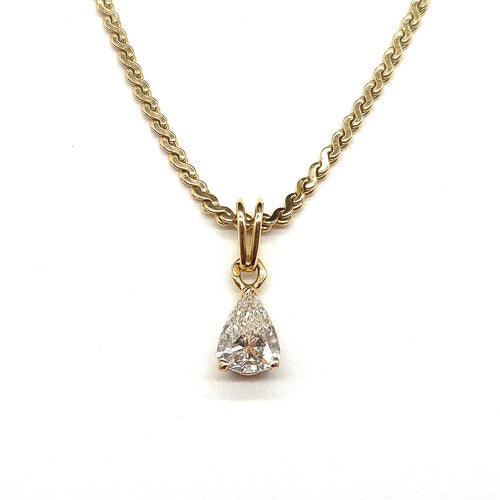 Collier Collier solitaire en or jaune 18 carats avec diamant poire 1 ct 58 Facettes BO/260013