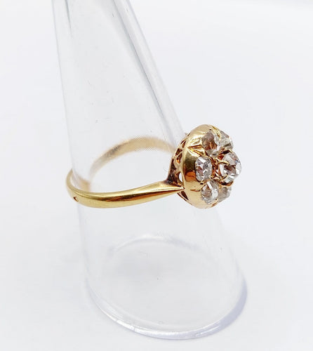 Bague 55.5 Bague marguerite antique en or 18k et diamants taille ancienne (circa 1900) 58 Facettes A06842