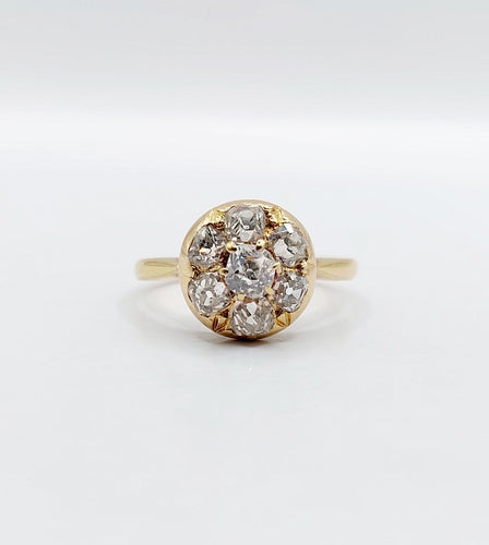 Bague 55.5 Bague marguerite antique en or 18k et diamants taille ancienne (circa 1900) 58 Facettes A06842
