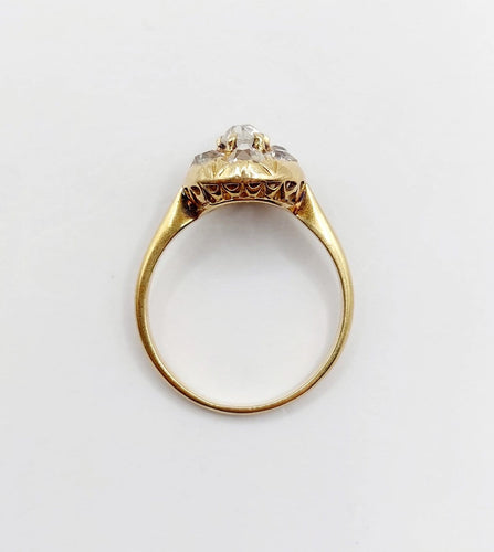 Bague 55.5 Bague marguerite antique en or 18k et diamants taille ancienne (circa 1900) 58 Facettes A06842