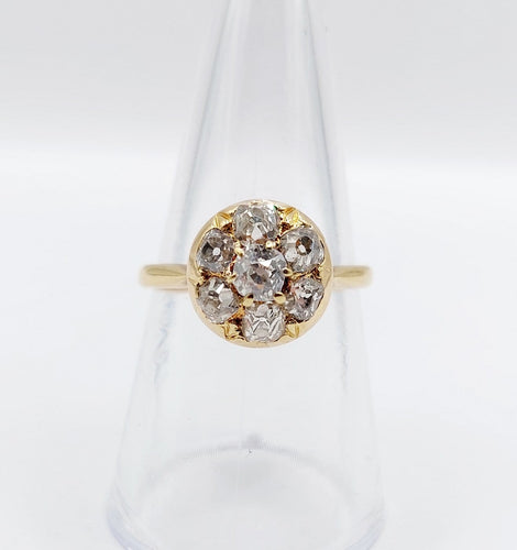 Bague 55.5 Bague marguerite antique en or 18k et diamants taille ancienne (circa 1900) 58 Facettes A06842