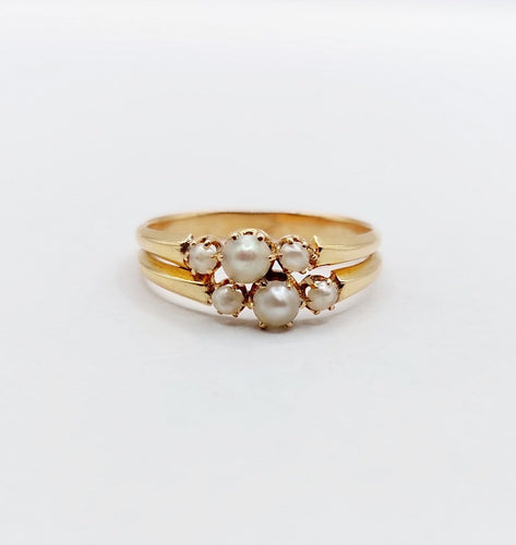 Bague 52.5 Bague antique en or rose 18k et perles (circa 1900) 58 Facettes A06843