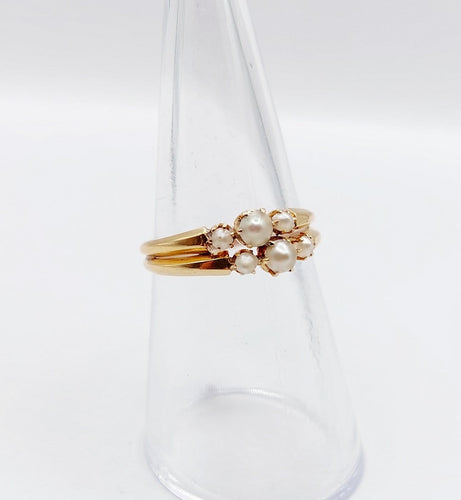Bague 52.5 Bague antique en or rose 18k et perles (circa 1900) 58 Facettes A06843