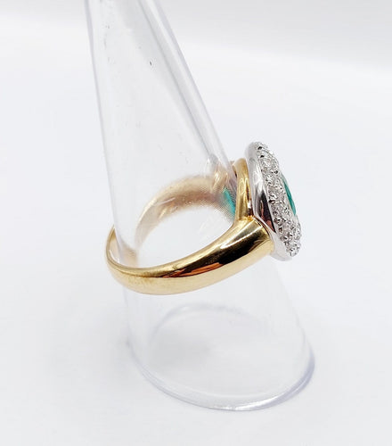 Bague 55.5 Bague vintage en or 18k et platine avec émeraude et diamants 58 Facettes A06849