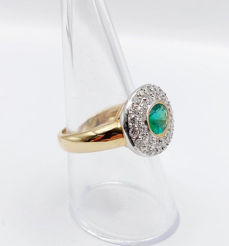 Bague 55.5 Bague vintage en or 18k et platine avec émeraude et diamants 58 Facettes A06849