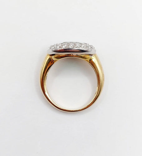 Bague 55.5 Bague vintage en or 18k et platine avec émeraude et diamants 58 Facettes A06849