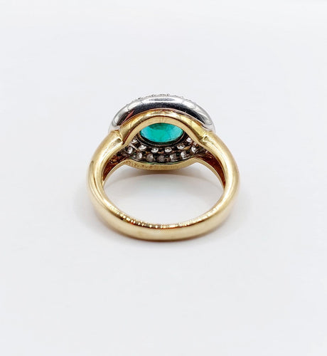 Bague 55.5 Bague vintage en or 18k et platine avec émeraude et diamants 58 Facettes A06849