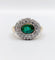 Bague 55.5 Bague vintage en or 18k et platine avec émeraude et diamants 58 Facettes A06849