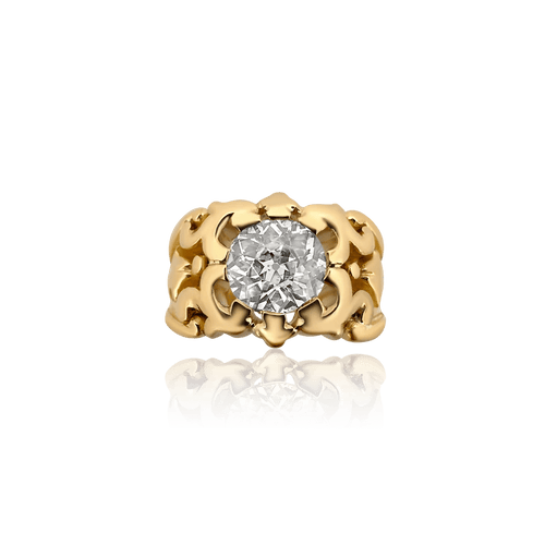 Bague 54 Belle Époque - Bague en or jaune et diamant 58 Facettes F17
