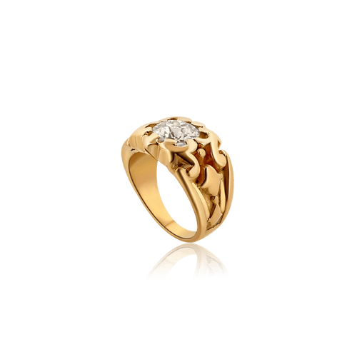 Bague 54 Belle Époque - Bague en or jaune et diamant 58 Facettes F17
