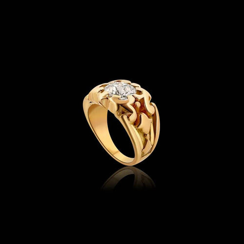 Bague 54 Belle Époque - Bague en or jaune et diamant 58 Facettes F17