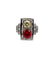Bague 52 Bague tank Art déco en or rose 18k et platine, diamants et rubis synthétique 58 Facettes A06749