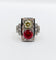 Bague 52 Bague tank Art déco en or rose 18k et platine, diamants et rubis synthétique 58 Facettes A06749