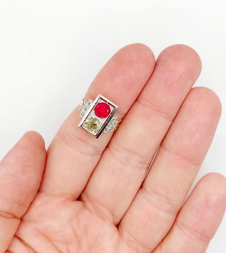 Bague 52 Bague tank Art déco en or rose 18k et platine, diamants et rubis synthétique 58 Facettes A06749