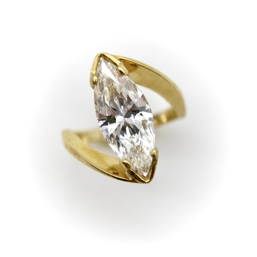 Lawrence Martin Kling - Bague en or 18 carats et diamant marquise 2,60 ct 58 Facettes A2007F