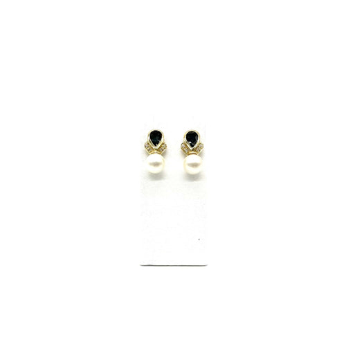 Boucles d'oreilles Boucles d’oreilles en or jaune, diamants, saphirs et perles de culture 58 Facettes Z15B51750