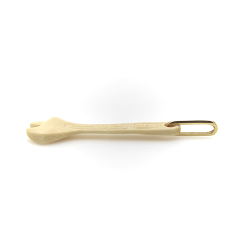 Pendentif clé à molette en défense de mammouth fossilisée, bélière en or 14K 58 Facettes A2007K