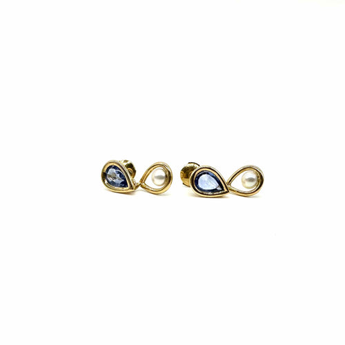 Boucles d'oreilles Boucles d'oreilles amovibles en or jaune, saphir et perle de culture 58 Facettes Z15B51766