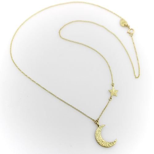 Me & Ro Paisley - Collier lune et étoile en or 18k 58 Facettes A2007L