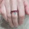Bague - Topaze bleue et grenats rhodolites en or rose 18k 58 Facettes S358