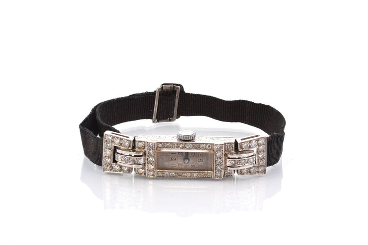Montre Montre Art déco - Montre en platine avec diamants (vers 1920) 58 Facettes 27959