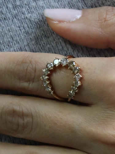 Bague 54 Bague lune en or jaune et diamants marron 58 Facettes P144