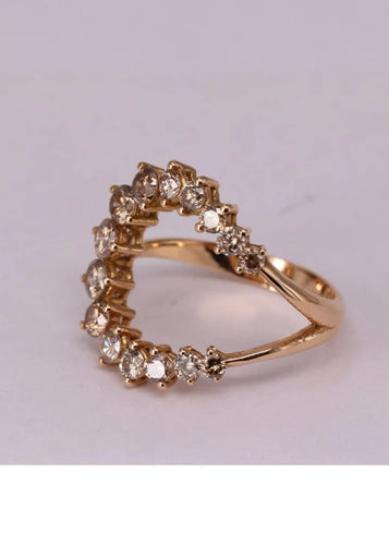 Bague 54 Bague lune en or jaune et diamants marron 58 Facettes P144