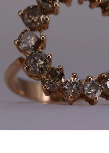 Bague 54 Bague lune en or jaune et diamants marron 58 Facettes P144
