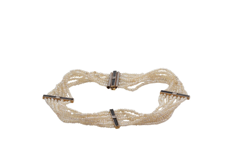Bracelet Bracelet ancien en perles fines, onyx et diamants 58 Facettes 24270