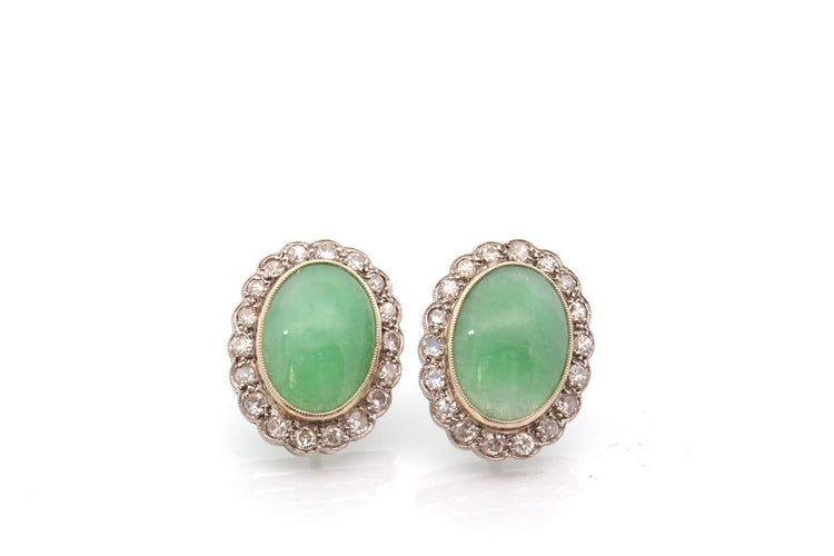 Boucles d'oreilles Boucles d’oreilles Art déco en jade et diamants 58 Facettes 28063