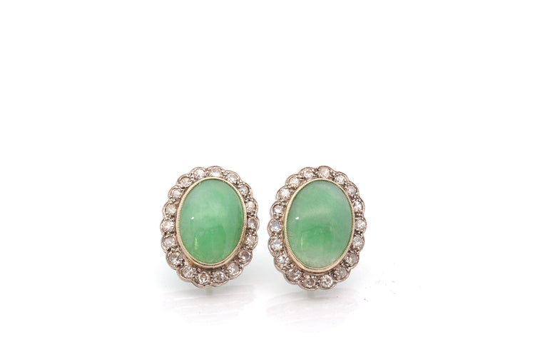Boucles d'oreilles Boucles d’oreilles Art déco en jade et diamants 58 Facettes 28063