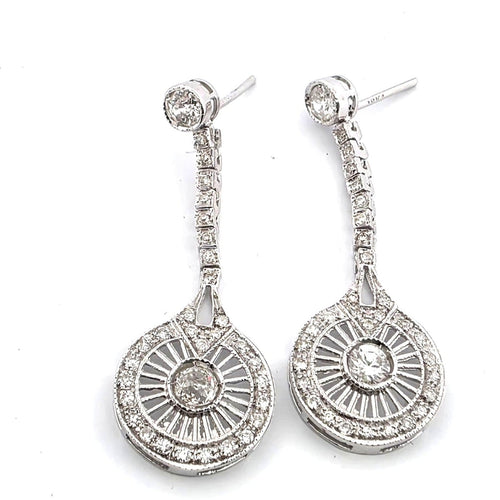 Boucles d'oreilles Boucles d'oreilles années 1930 en or blanc 18 ct et diamants 58 Facettes 90/26 B