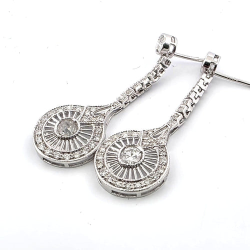 Boucles d'oreilles Boucles d'oreilles années 1930 en or blanc 18 ct et diamants 58 Facettes 90/26 B