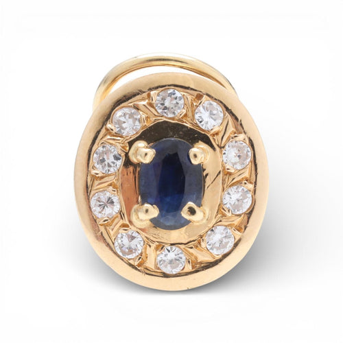 Boucles d'oreilles Boucles d'oreilles - Design contemporain du XXe siècle en or jaune 18 ct, diamants et saphirs 58 Facettes Q290B