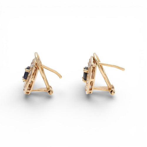 Boucles d'oreilles Boucles d'oreilles - Design contemporain du XXe siècle en or jaune 18 ct, diamants et saphirs 58 Facettes Q290B