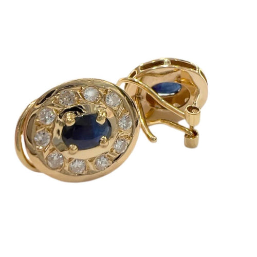 Boucles d'oreilles Boucles d'oreilles - Design contemporain du XXe siècle en or jaune 18 ct, diamants et saphirs 58 Facettes Q290B