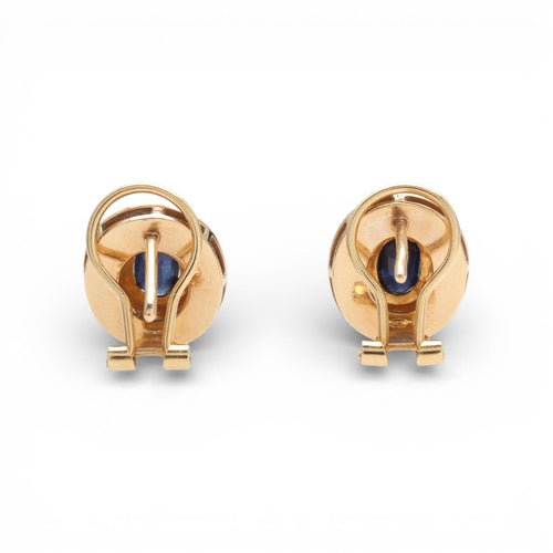 Boucles d'oreilles Boucles d'oreilles - Design contemporain du XXe siècle en or jaune 18 ct, diamants et saphirs 58 Facettes Q290B