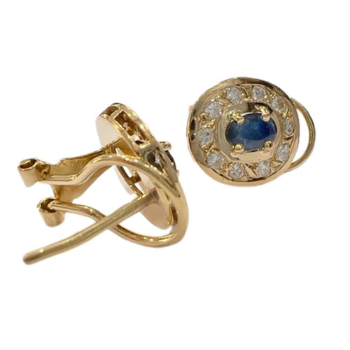 Boucles d'oreilles Boucles d'oreilles - Design contemporain du XXe siècle en or jaune 18 ct, diamants et saphirs 58 Facettes Q290B