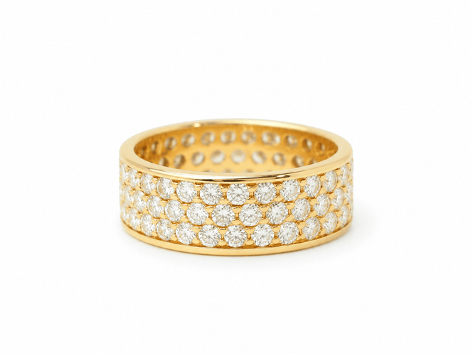 Bague 55 Bague alliance pavée de diamants en or jaune 58 Facettes 33676