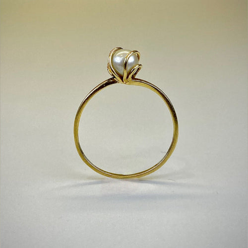 Bague 54 Bague avec perle en or jaune 58 Facettes 250247