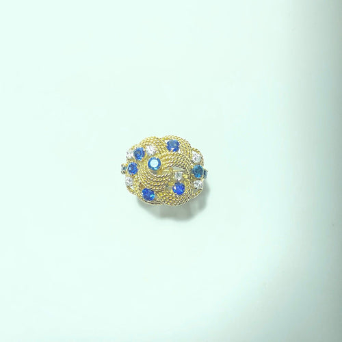 Bague 50 Bague vintage en or jaune 18 carats avec saphirs et diamants 58 Facettes 260101