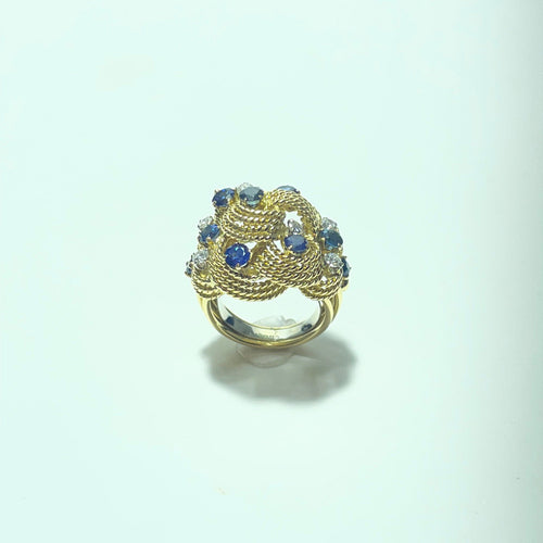 Bague 50 Bague vintage en or jaune 18 carats avec saphirs et diamants 58 Facettes 260101