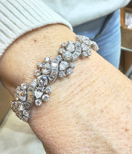 Bracelet Bracelet en or blanc 18 carats et platine serti de diamants naturels 58 Facettes orplat